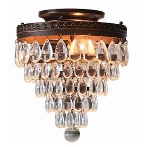 Allen + Roth Eberline Oil-Rubbed Bronze Tiered Crystal Flush Mount Light 0589388